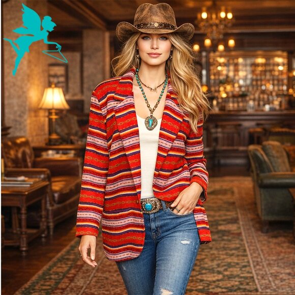 Herve Leger Jackets & Blazers - VINTAGE LEGER Southwestern Navajo Blanket Weave Jacket